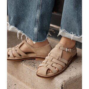 Free People Beige Woven Leather Fisherman Sandals